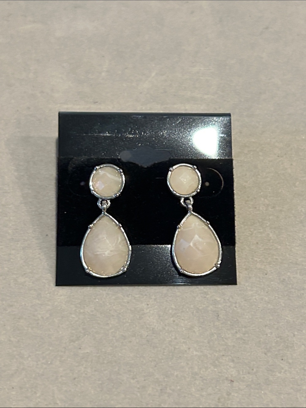 Tahari Cream Teardrop Dangle Earrings